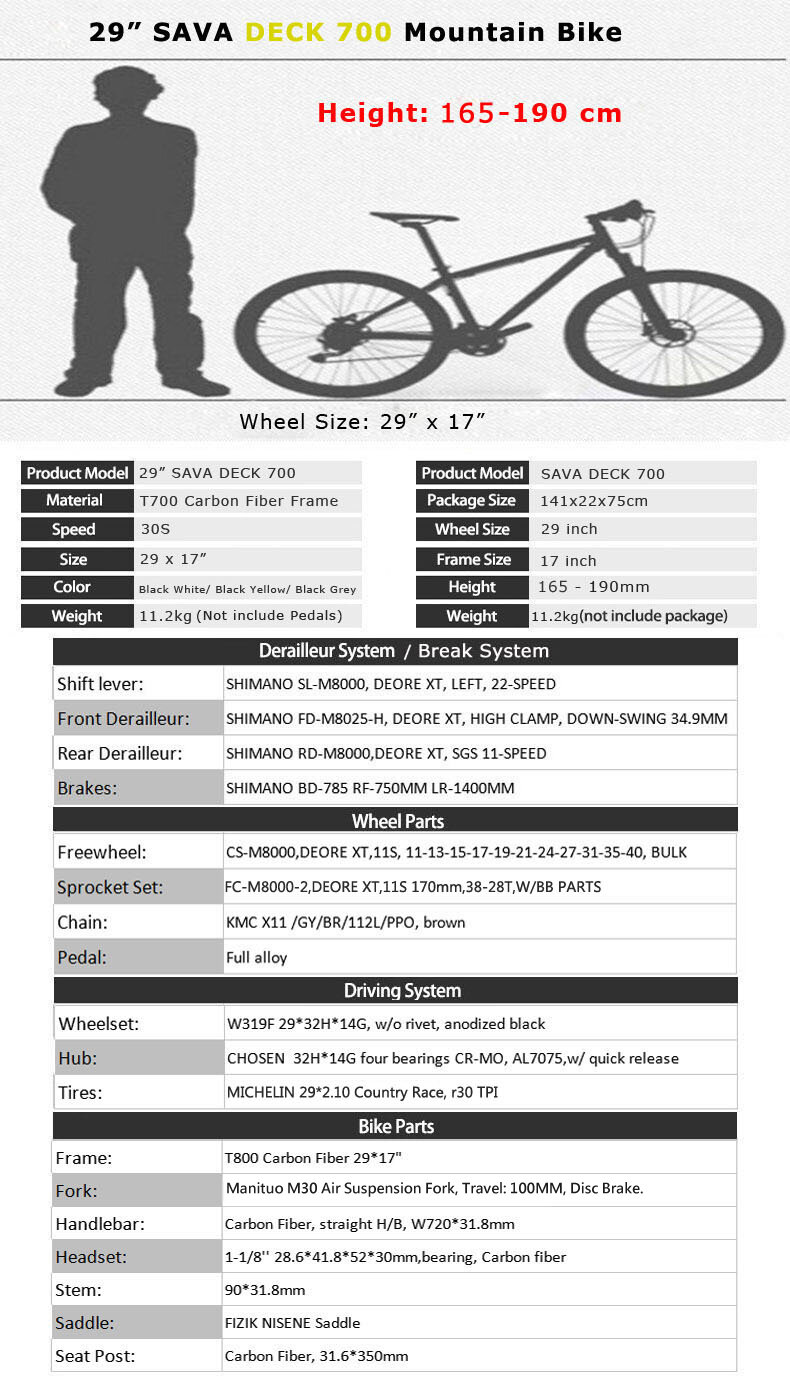 Bicicleta Carbon SAVA MTB Deck 300 29